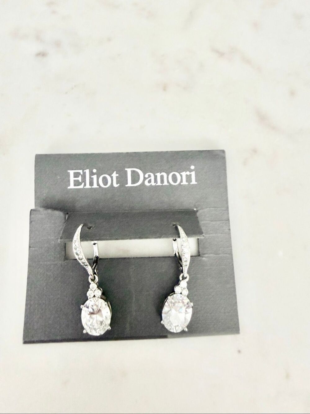 Eliot Danori Silver Tone Cubic Zirconia Drop Earrings Crystal Bridal Wedding